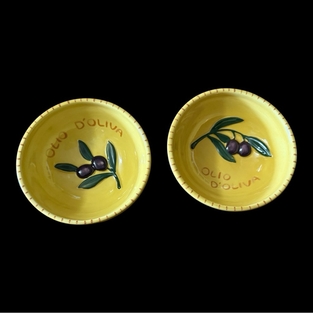 Williams Sonoma "Olio D'Oliva" Ceramic Dipping Bowls